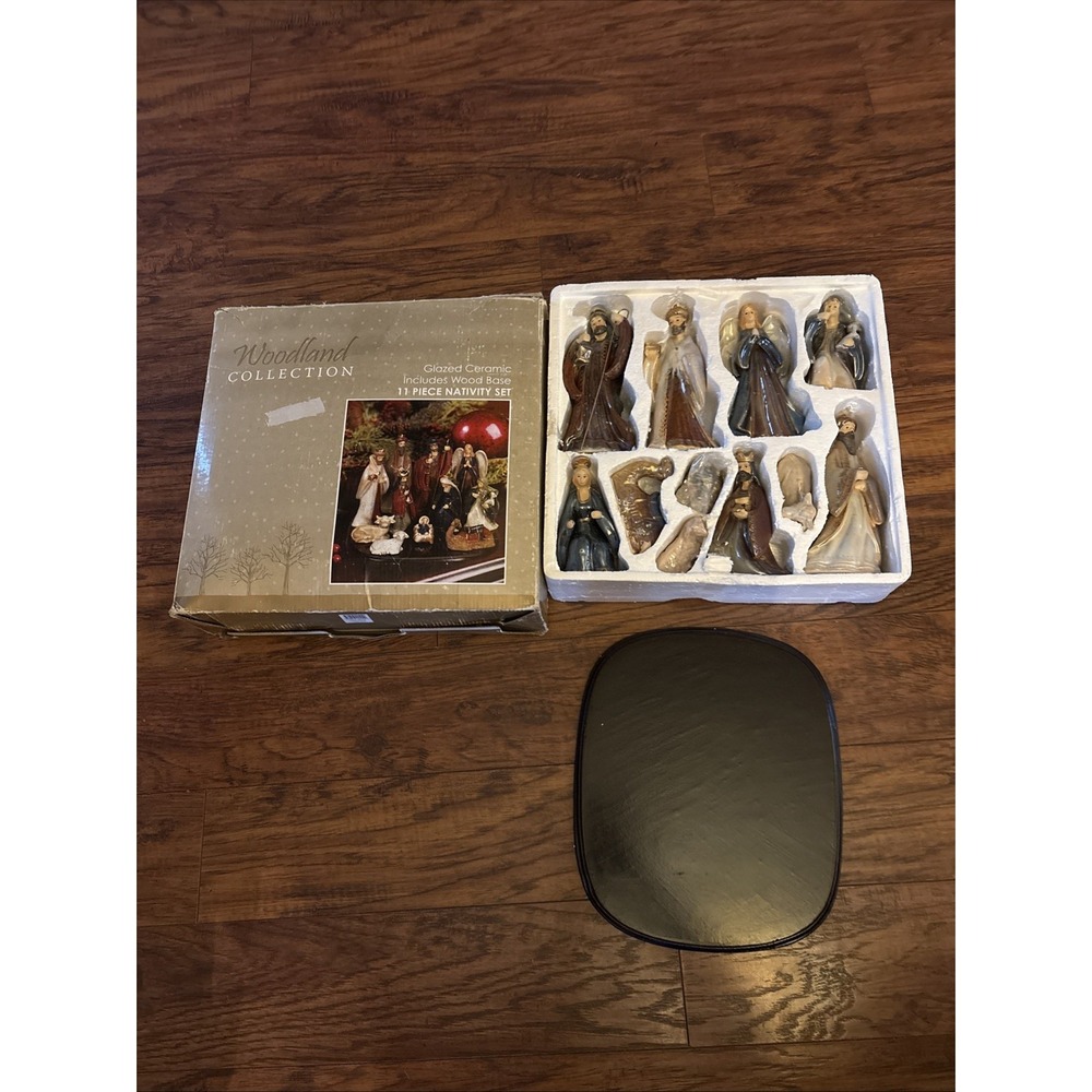 Kirkland's Home Woodland Collection 11 piece Nativity Set, Glazed Ceramic